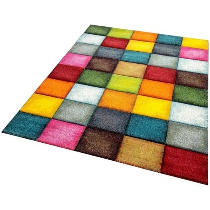 Carpetia Teppich Teppich modern Teppich Wohnzimmer Karo bunt gelb rot blau grün, rechteckig, Höhe: 13 mm – Bild 4