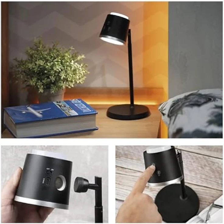 EMOS LED Akku-Tischlampe 4in1 ABBIE, 6W, 300lm, dimmbar, einstellbare Lichtfarbe, 1500mAh Li-Ion Akku, 33h Leuchtdauer, schwarz, Z7636B – Bild 5