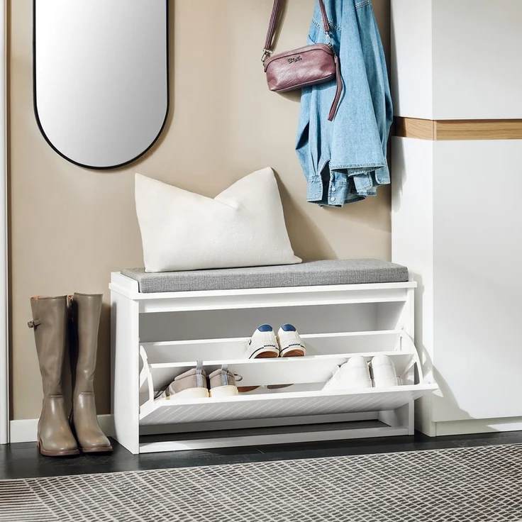 SoBuy FSR98-L-W Schuhbank, MDF, Lackiert, Weiß, 104 x 46 x 36 cm – Bild 9