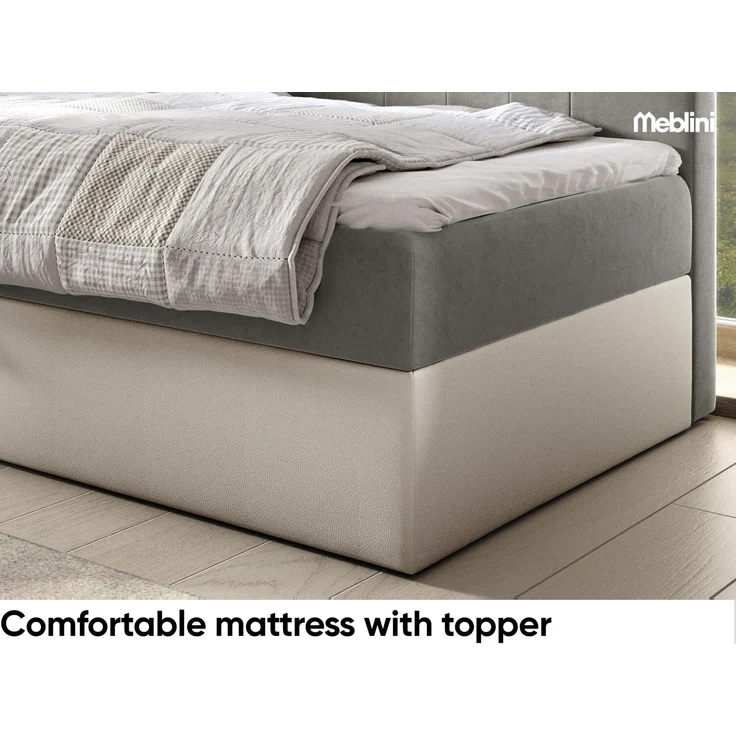 MEBLINI Kinderbett mit Bettkasten GARETH 3 100x200 Links – H3/Grau Samt Gepolstert Einzelbett mit Matratze - Polsterbett mit Stauraum - Bett mit Kopfteil – Stauraumbett – Bild 4