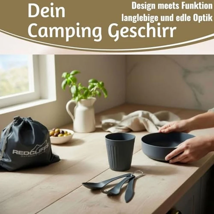 LS-LebenStil Geschirr-Set 6-teiliges Picknick-Set Tragetasche Geschirr Besteck Mehrweggeschirr (6-tlg), 1 Personen, Kunststoff, Becher Teller Besteck ideal beim Camping Wandern – Bild 6