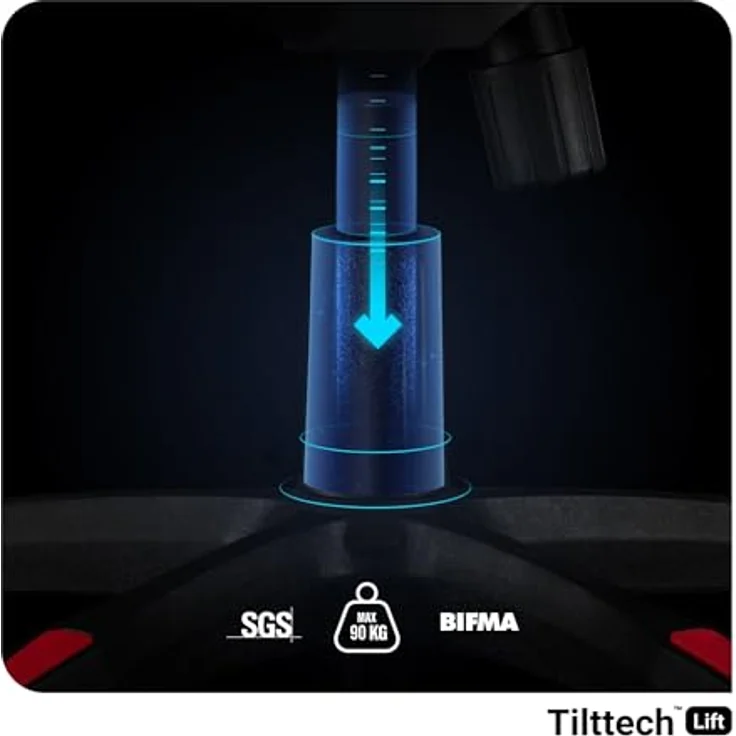 Diablo Chairs Gaming-Stuhl X-One 2.0 Kleiner Drehstuhl Ergonomischer Stuhl Mit Kopfstütze Und Lendenkissen Öko-Leder HDS Tilttech System HR-Schaumfüllung 64 x 33 x 120 cm Schwarz-Rot – Bild 13