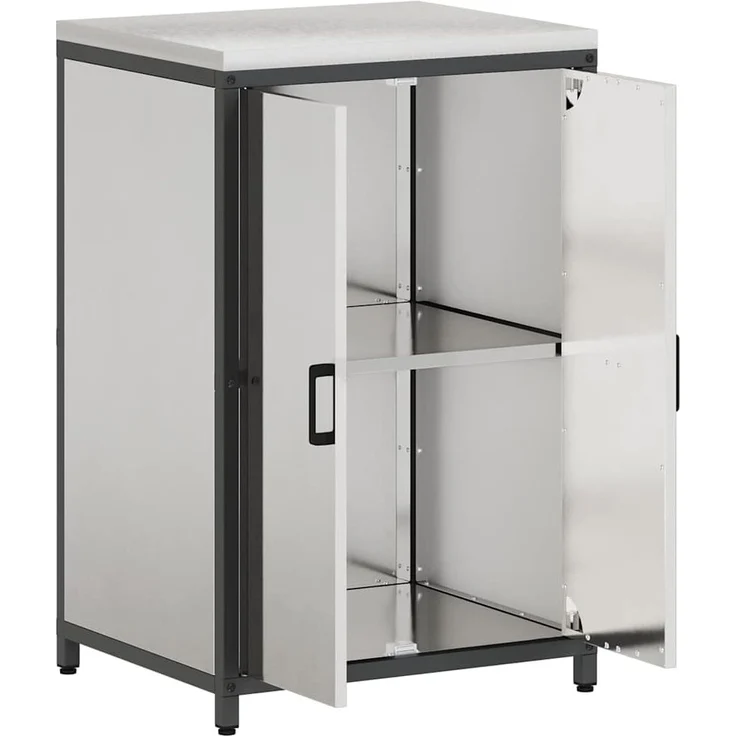 vidaXL Küchenaufbewahrung mit Regal Silber 60 x 50 x 92 cm Stahl 874993 – Bild 6