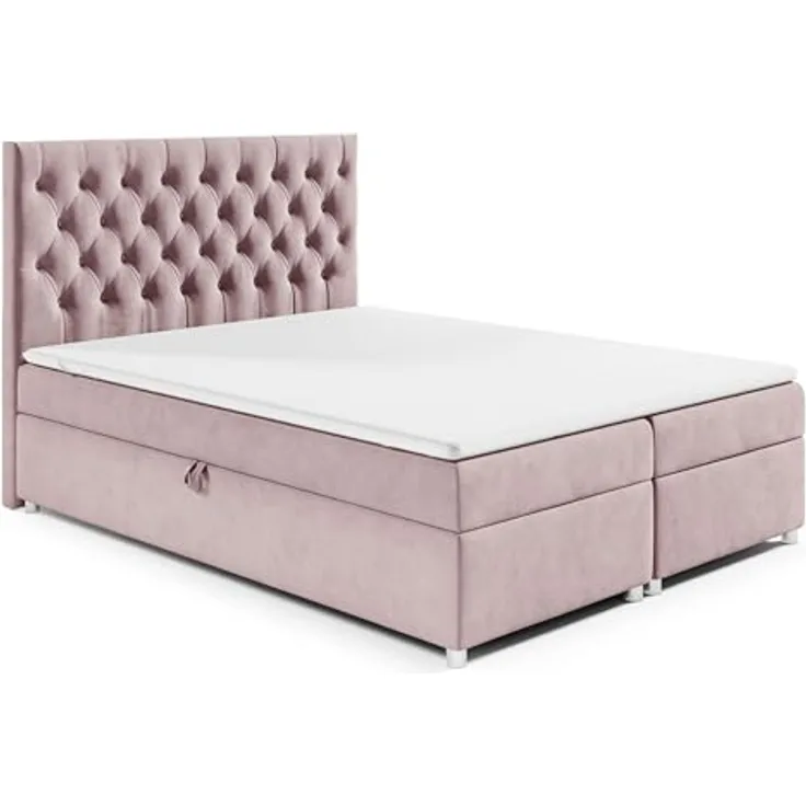Best For Home Boxbett Trinity K-14, Rosa, 200x200 cm, Boxspringbett mit Bettkasten und 18 cm Matratzenhöhe