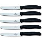 Victorinox | Swiss Classic Tafelmesser Set | 5 Stück | ergonomisches Design | scharfe Edelstahlklinge | schwarzer Griff | perfekt für den Alltag