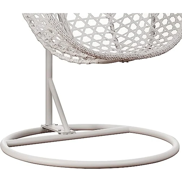 Luxus Hängesessel Style XXL Rattan Korb und Gestell Weiss mit Relaxkissen Pink – Bild 5