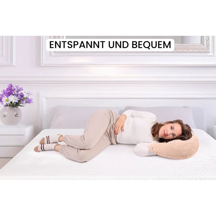 Amilian Stillkissen - Stillmond - Schwangerschaftskissen - Lagerungskissen, Schwangerschaftskissen klein - Kissen für Stillzeit - pregnancy pillow, mit Füllung und abnehmbarem Bezug - maschinenwaschbar – Bild 3