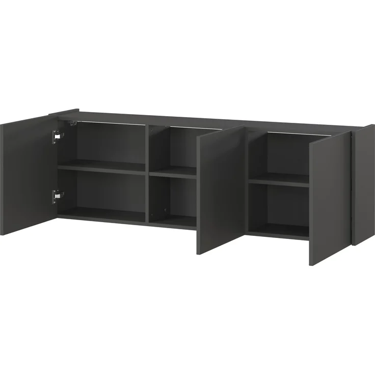 Hängeschrank >PIANA< 3 Türen,6 Fächer, Graphit - 138x45x25cm (BxHxT) – Bild 5