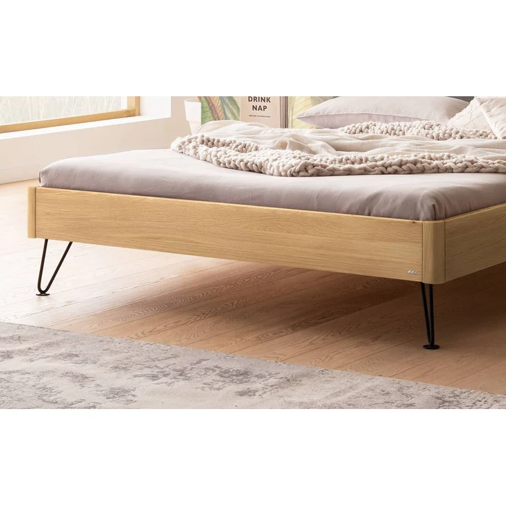 Hasena Massivholzbett Lugano Eiche bright mit Polsterkopfteil 180x220 cm – Lounge – Bild 4