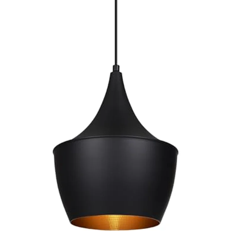 LEDKIA LIGHTING Mercury Hängeleuchte, Vintage Design, Aluminium, E27 Fassung, verstellbares Kabel, Ø200 mm, schwarz – Bild 1