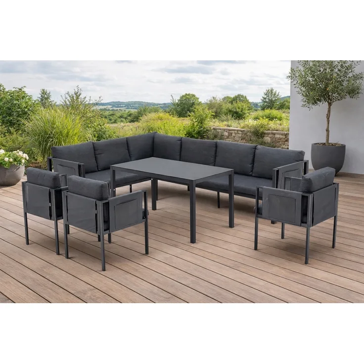 Gardissimo SORRENT Alu Ecklounge mit 3 Sesseln Gartenmöbel Set Gruppe