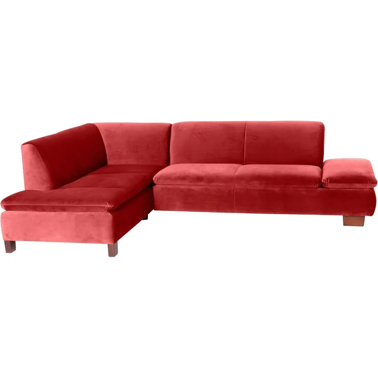 Ecksofa mit Ottomane links Kaye Bezug Samtvelours Buche nussbaum dunkel / ziegel 23098