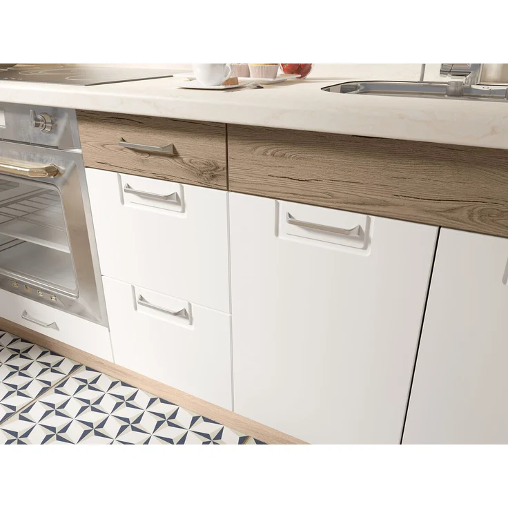 ECONO 22D – Unterschrank 80 cm mit 3 Schubladen, Weiß Hochglanz – Bild 3