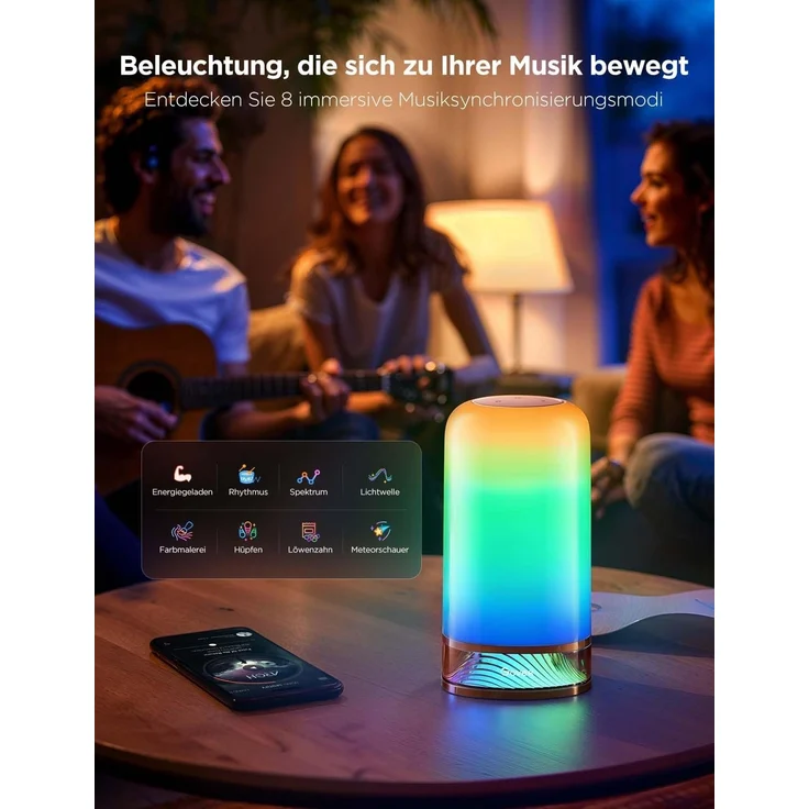 Govee Nachttischlampe Touch Dimmbar, LED Tischlampe RGBICWW, Steuerung von Alexa mit 64 Szenenmodi, 500 Lumen, Funktioniert mit Matter, 2700-6500k, für Wohnzimmer und Schlafzimmer – Bild 6