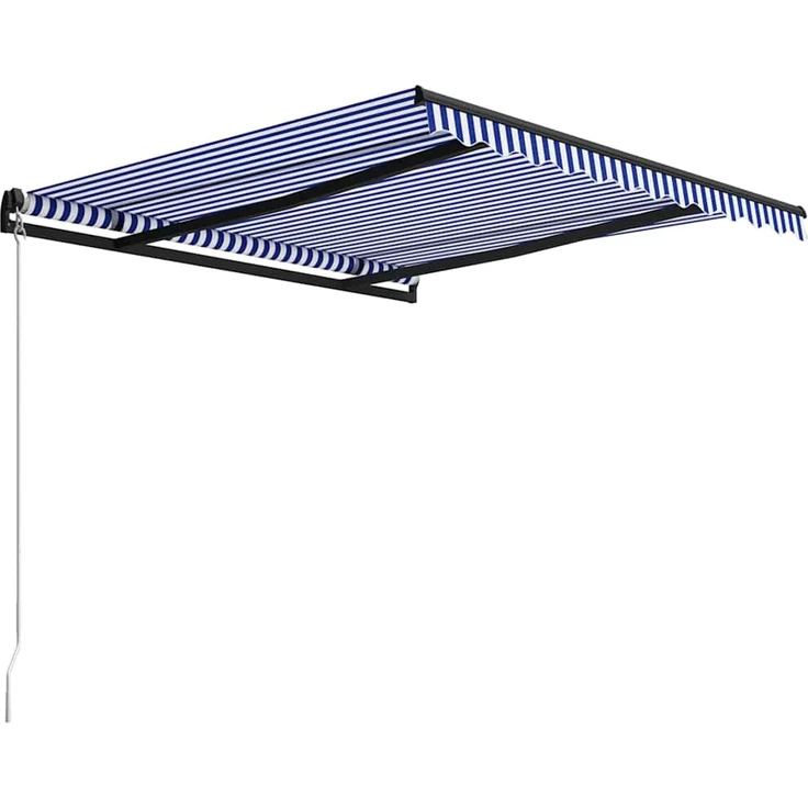 Einziehbare Markise, Sonnenmarkise Handbetrieben 350x250 cm Blau und Weiß – Bild 3
