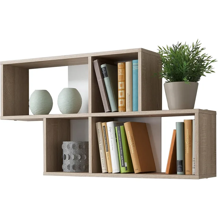 Wandregal >Kerstin I< in Eiche - 100x53x19,5cm (BxHxT)