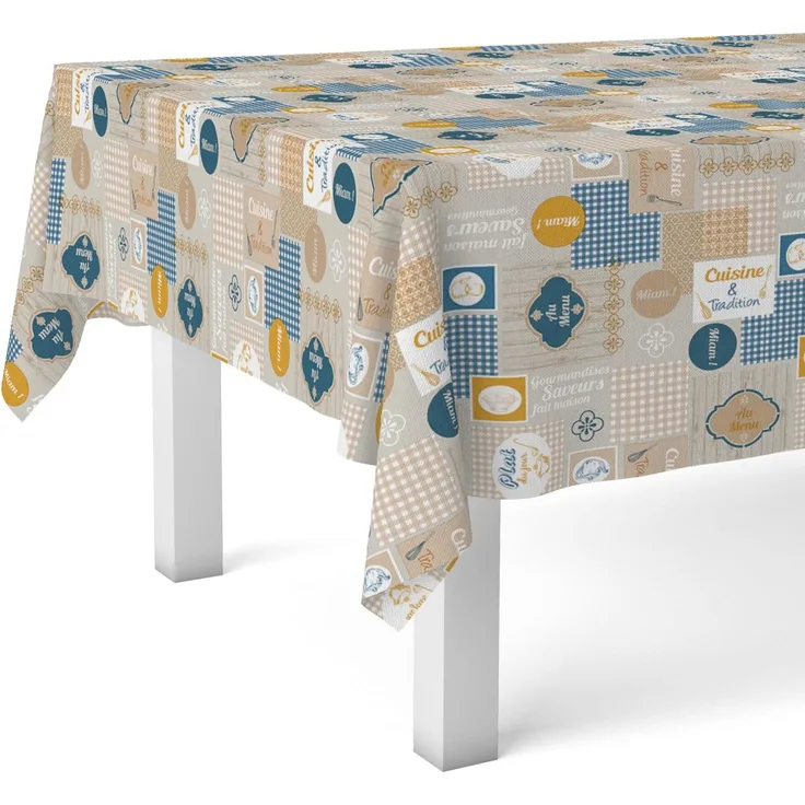 Martina Home Tischdecke, Wachstuch, Cuisine, Blau, 300x140 cm