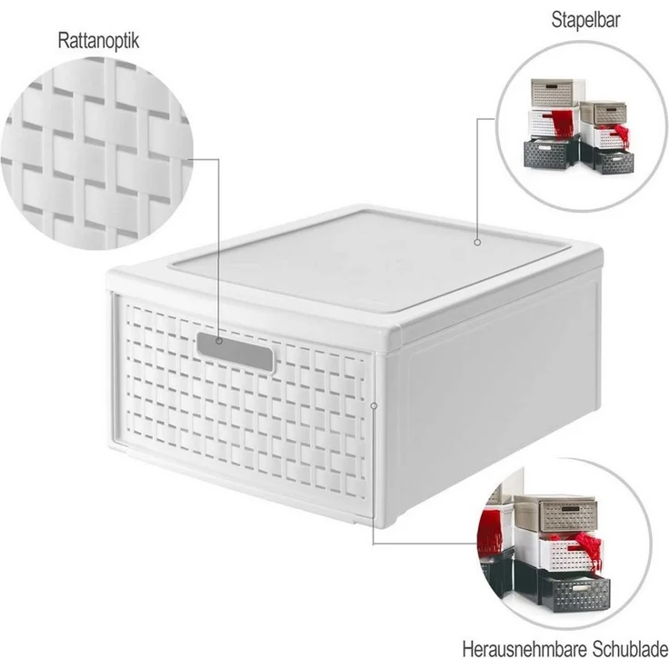 ROTHO Aufbewahrungsbox 3er-Set Schubladenbox COUNTRY 19l