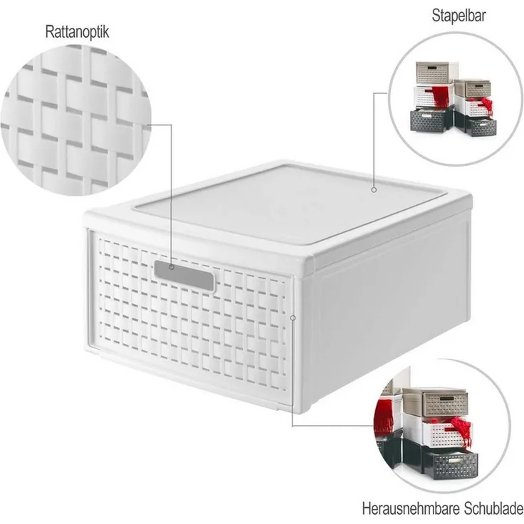 ROTHO Aufbewahrungsbox 3er-Set Schubladenbox COUNTRY 19l
