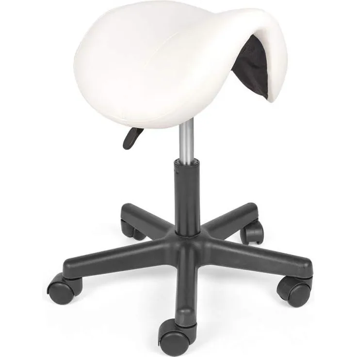 Mingone Sattelstuhl Drehhocker Sattelhocker Höhenverstellbar Bürohocker Ergonomisch Praxishocker mit Rollen 360 ° Drehung ，Weiß