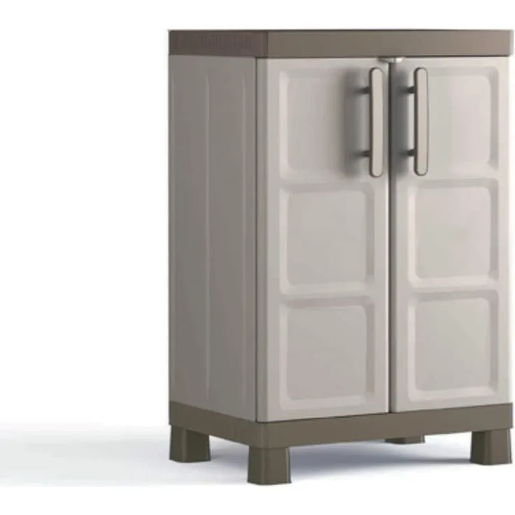 Keter Excellence Kunststoffschrank, niedrig, beige/taupe, 65 x 45 x 97 cm