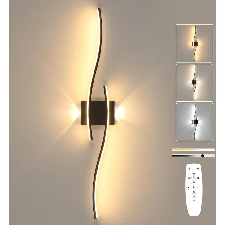 Goeco LED Wandleuchte Innen, 89 cm 29W Schwarz Dimmbar Wandlampe Lang 2 Fimmige 3000K-6500K, Memory-Funktion, Modern Led Wandlicht für Flur Treppenhaus Wohnzimmer Schlafzimmer – Bild 1