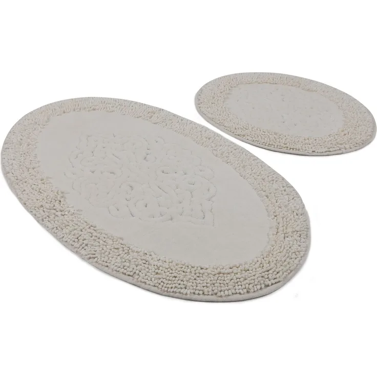 Badteppich Set 2-teilig beige oval