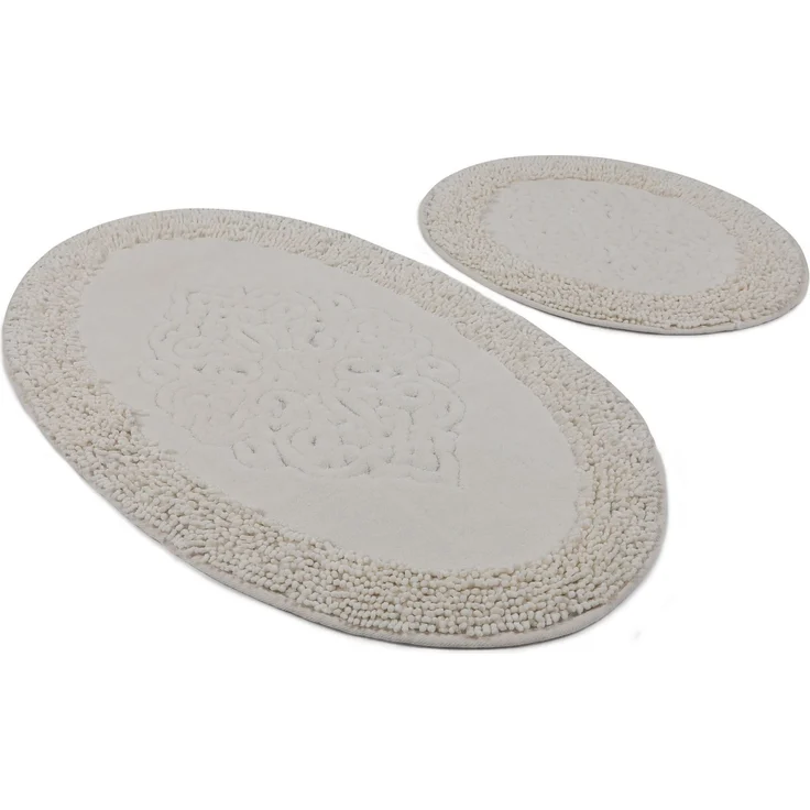 Badteppich Set 2-teilig beige oval – Bild 1