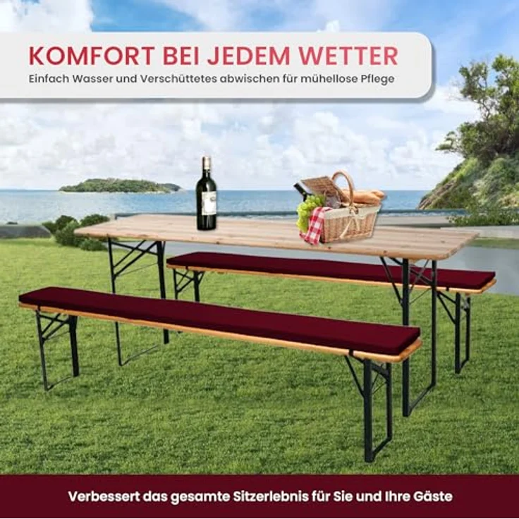 TexDeko Bankauflage Bierbankauflage (Einzeln) für Bierzeltgarnitur zum selber aufziehen, (1 St), 220x25x2cm/4cm, Top Qualität – Bild 7
