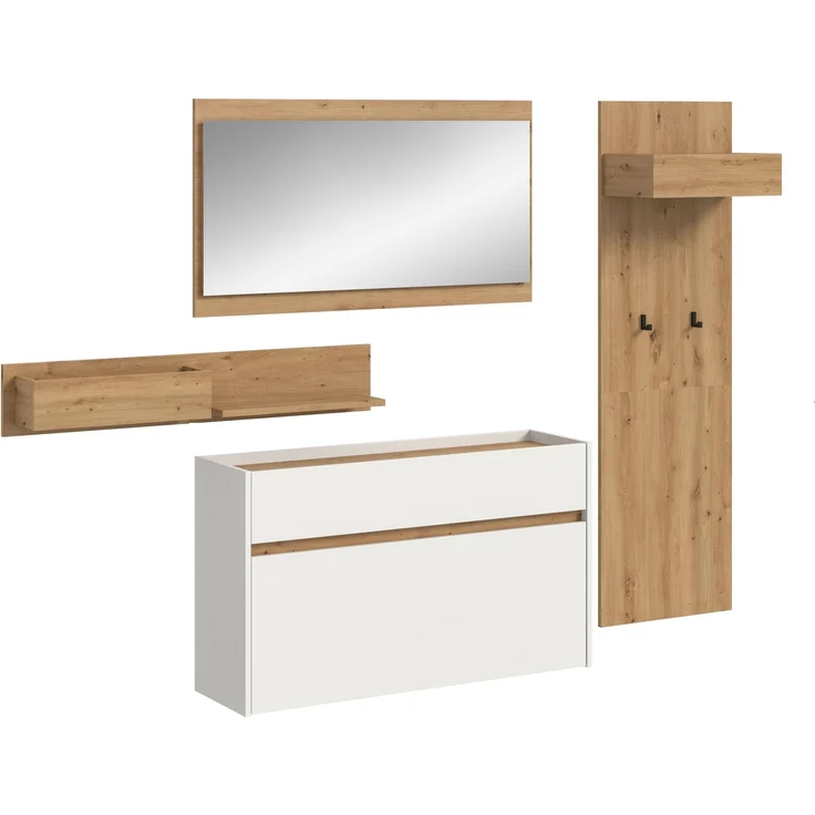 Garderoben-Set >Drive< in Weiß - 192x205x32cm (BxHxT) – Bild 1