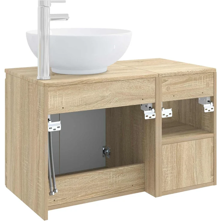 vidaXL Badezimmerschrank-Set 2 stk. Sonoma-Eiche 79,5 x 44,5 x 80 cm 3404086 – Bild 6