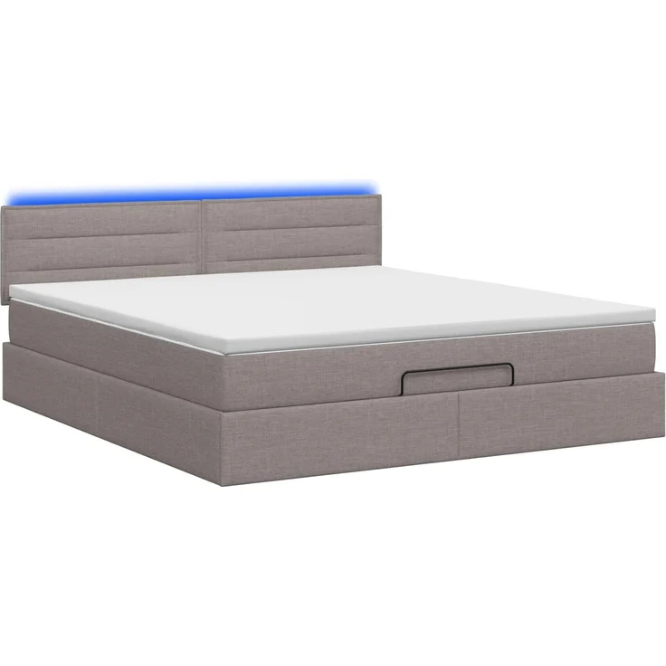 vidaXL Ottoman-Bett mit Matratze und LED Taupe 140 x 200 cm Stoff 3456833 – Bild 9