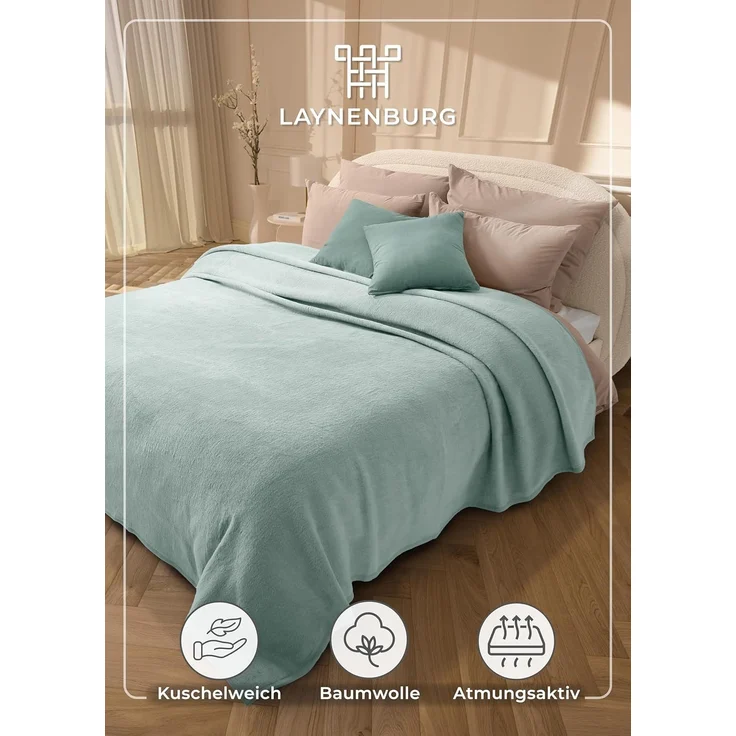 Wohndecke Kuscheldecke weich & flauschig – warme Baumwolldecke Überwurf Sofa, Laynenburg, Decke als Sofa-decke, Couchdecke, Wolldecke aus Baumwollmix – Bild 2