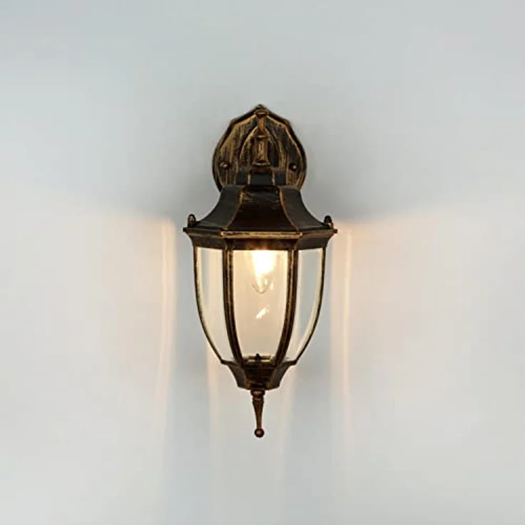Licht-Erlebnisse Außen-Wandleuchte LYON, ohne Leuchtmittel, Außenleuchte Wand IP44 Kupfer E27 Glas Aluminium Rustikal Außenlampe – Bild 7