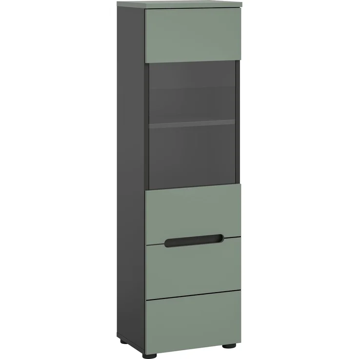 Vitrine (B/H/T: 36x125x33 cm) in Smoke Green Nachbildung – Bild 1