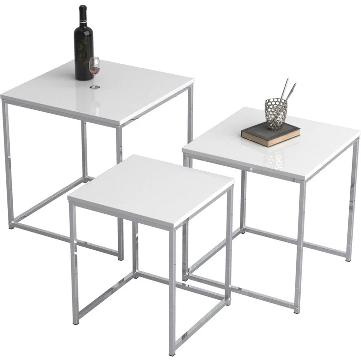 VCM Beistelltisch & Couchtisch Glisal 918386 Weiß H. 40 x B. 40 x T. 42 cm – Bild 2