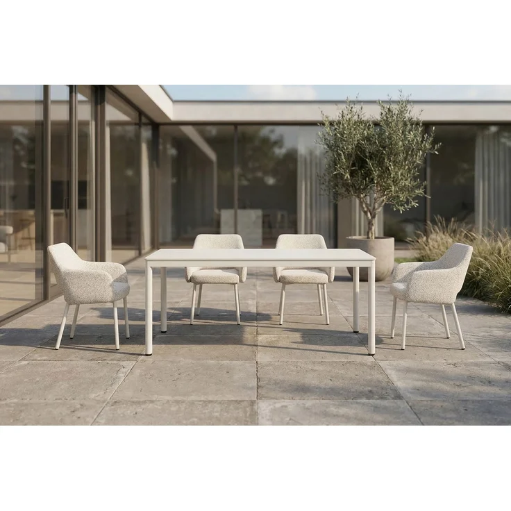 KAWOLA Gartenstuhl AMUR Outdoor Stoff cremefarben 80 x 62 x 62 cm – Bild 6