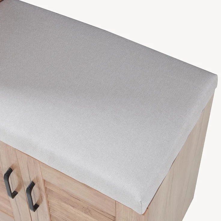 Schuhschrank Løten mit Sitzbank 120x36x97 cm Eicheoptik [en. casa] – Bild 8