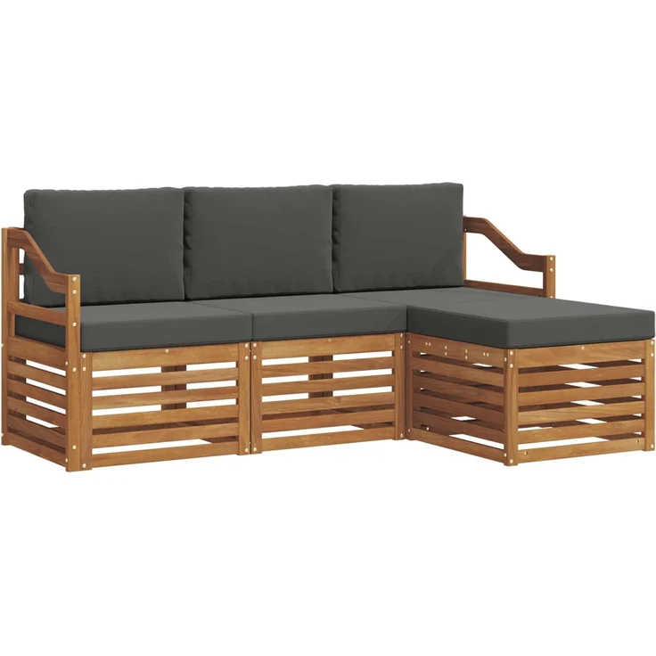 vidaXL Outdoor-Sofagarnitur 4 stk. 4-Sitzer Natur und Anthrazit 3374627 – Bild 2