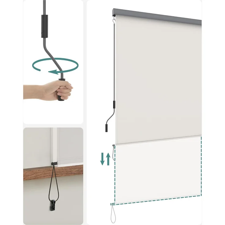 SONGMICS Seitenmarkise Alu 1.6 x 2.5m Senkrechtmarkise für Balkon, Terrasse, Vertikalmarkise für außen, Markise für Windschutz, Sonnenschutz und Sichtschutz, wasserfest, beige Die Serie Classic GSA165BE – Bild 3