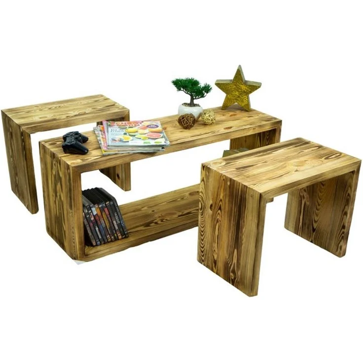 Kistenkolli Altes Land Allzweckkiste 2er Set Beistelltisch 50x40x30cm Sitzhocker in geflammt (Kein) – Bild 4