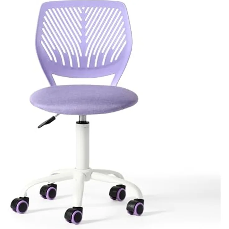 FurnitureR Bürostuhl für Jugendliche, Arbeitsstuhl ohne Armlehnen, höhenverstellbar, eleganter Studienstuhl für Zuhause und Büro, Violett Morandi