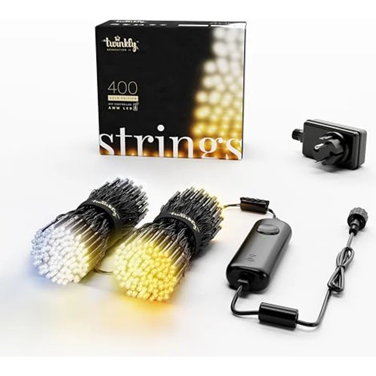 Twinkly Strings 400 LED Weiß, LED-Lichterkette für Draußen und Drinnen, LED-Lichter von Warm bis Kalt, Kompatibel mit Alexa und Google Home, IP44, Weihnachtsdeko, App-Steuerung, Schwarzes Kabel, 32m – Bild 2
