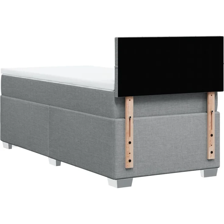 Boxspringbett mit Matratze, Stoff, Viereckige, grauer Fuß, Hellgrau, 90x200 cm, true – Bild 12