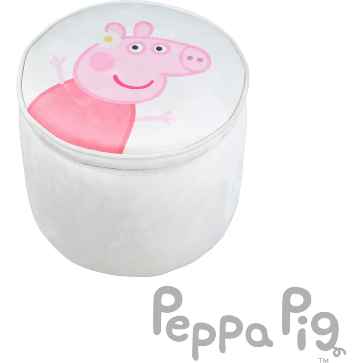 roba Kinderhocker 'Peppa Pig' rund - gepolstert - mit Samtstoff bezogen - Beige