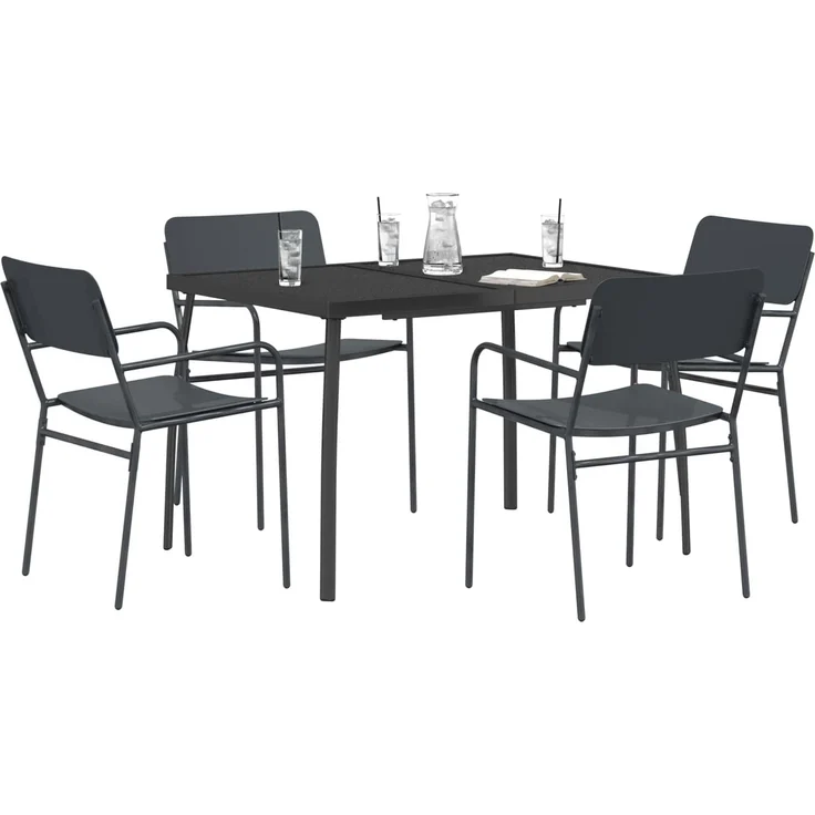 vidaXL Essgruppe 5 stk. Anthrazit 100 x 80 x 72 cm Stahl 3422861 – Bild 3