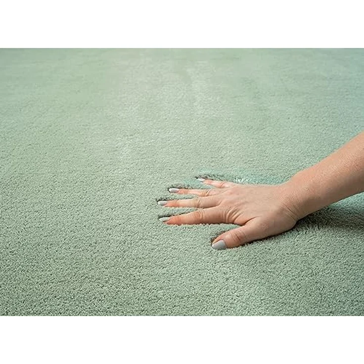 the carpet Relax kuscheliger Kurzflor Teppich, Anti-Rutsch Unterseite, Waschbar bis 30 Grad, Super Soft, Felloptik, Grün, 160x220 cm – Bild 6