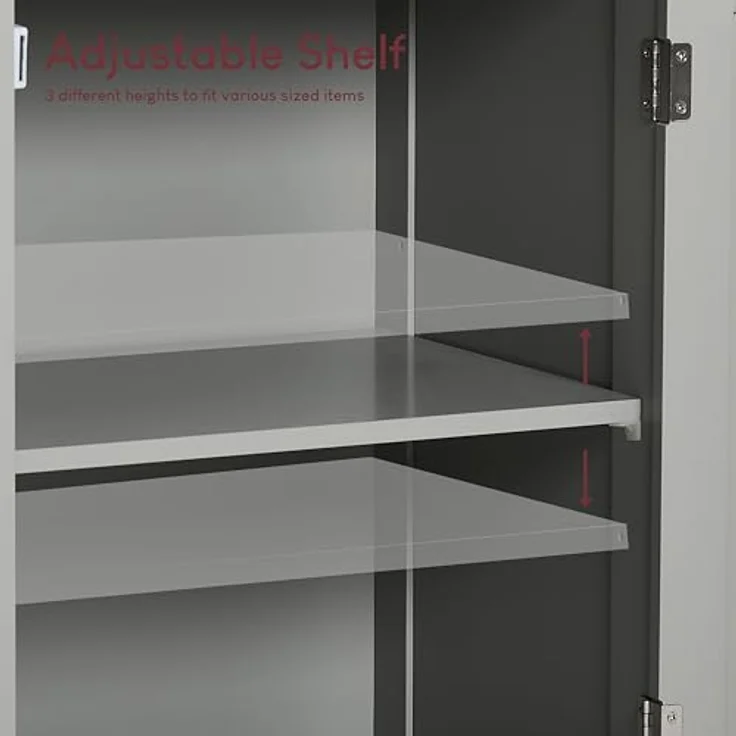 Bath Vida Priano Badezimmer Schrank Aufbewahrung Wandschrank Badschrank Freistehend Holzen Hochschrank, Grau, Regale – Bild 8