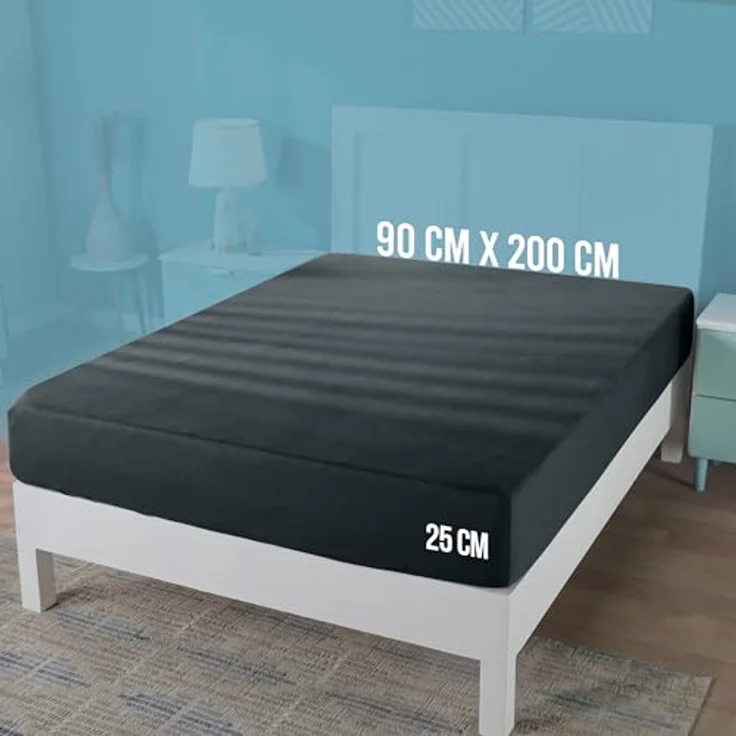 Utopia Bedding Jersey Spannbettlaken Anthrazit, 90 x 200 cm, atmungsaktiv und elastisch mit 25 cm tiefen Taschen – Bild 3