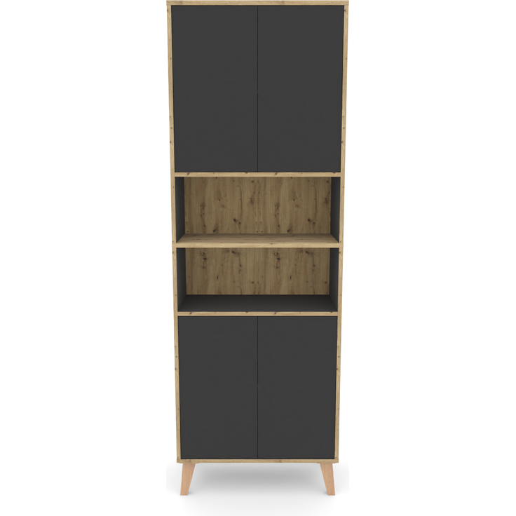 Badschrank MORENA mit 4 Türen und 2 offenen Fächern, Grau/Eiche – Bild 2